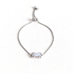 Kendra Scott Phillipa Adjustable Silver Rhodium Chain Bracelet with White Drusy
